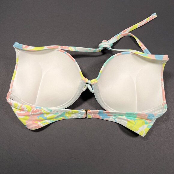 Victoria Secret 32C S Bombshell Push Up Bikini Brazilian Set Blue Pink Pastel - Picture 10 of 11